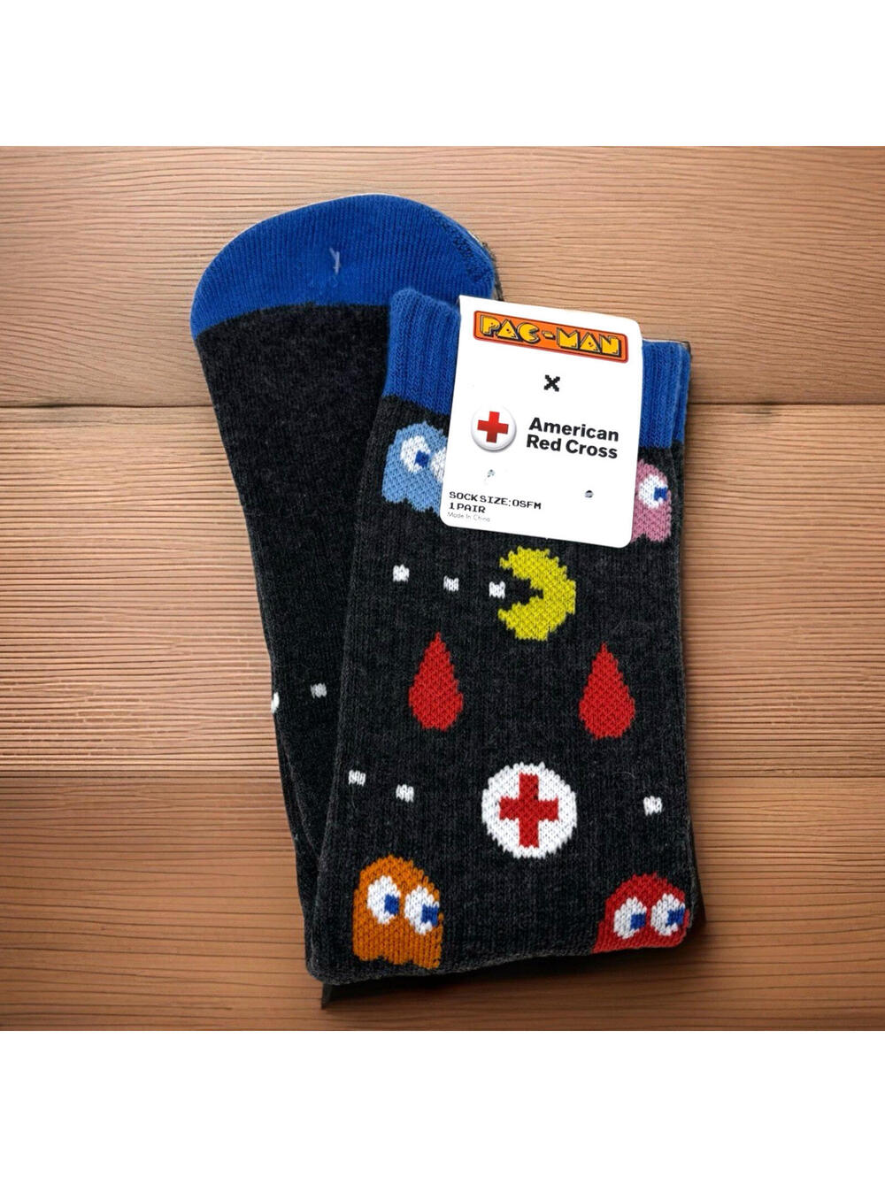 Red Cross X Pac-Man Socks OSFM NEW with Tags! Collectible